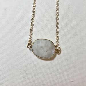 Faceted Rainbow Moonstone On 16k Gold Necklace